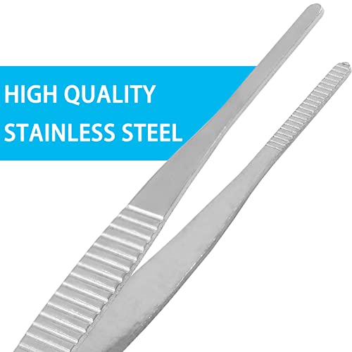 Bonsicoky 4Pcs 5 Inch Stainless Steel Tweezers with Precision Serrated Straight Tips, Non-slip Multitool Tweezers for Cooking, Repairing, Medical, Garden - size: 5" x 4(Straight)