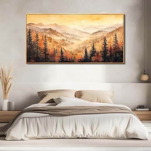 FUHAIHUA Large Wood Framed Wall Decor For Living Room Canvas Wall Art For Office Modern Wall Decorations For Bedroom Forest Landscape Painting Farmhouse Pictures Artwork Room Home Decor 24x48 In - color: Forest Landscape Wood Framed, size: 48"L x 24"W
