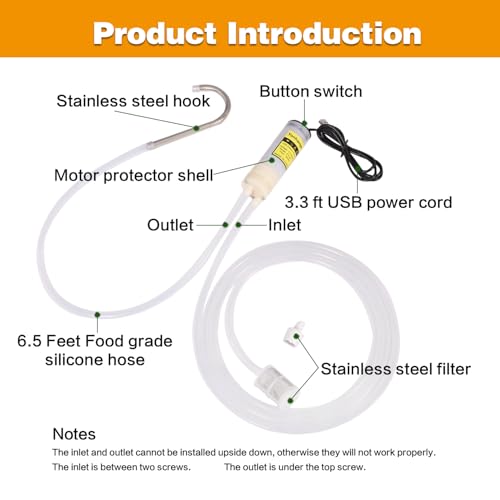 Portable Food Grade USB Electric Wine Transfer Pump,Auto Siphon Self Priming Pump for Bottling Home Brew Wine,Beer,Beverages and Kombucha, DC 5V Mini Water Transfer Pump with Hook,2LPM,Low Noise - color: Black Top-Switch With Hook