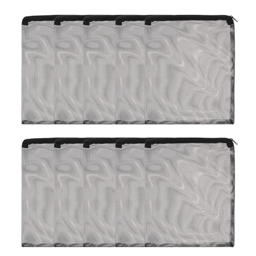 Aquarium Filter Media Bags, Fish Tank Fine Mesh Bag with Zipper Reusable Versatile 12 x 8 Inch, (Black, 10Pcs), Intended for Fish Tank/Aquarium/Pond/Activated Carbon/Ceramic Rings - color: white, size: 12 x 8 in