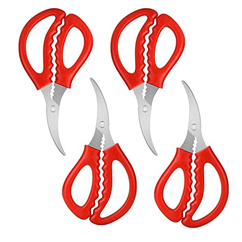 Calary 4Pcs Seafood Scissors Crab Scissors Seafood Shears Multifunctional Crab Leg Crackers and Tools - size: 4 pieces
