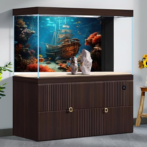 Sunken Pirate Ship Aquarium Background Under The Sea Pirate Shipwreck Fish Tank Background Underwater Ocean Seabed Coral Reef Terrarium Backgrounds Tropical Sea Aquarium Tank Backgrounds 24x12in - color: Purple_Blue, size: 24(W)x12(H)inches/ 60(W)*30cm(H)