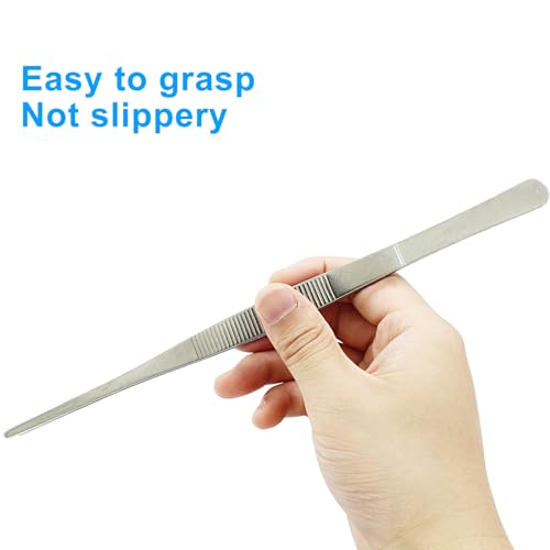 2 Pcs 10 Inch Stainless Steel Forceps, Straight Metal Tweezers General Application for Kitchen, Crafts, Plants - size: 10 Inch