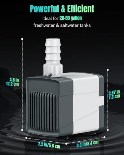 Pawfly 210 GPH Fountain Pump, 15 W Submersible Water Pump with 5.2 ft. High Lift and 4 Nozzles, Quiet Water Fountain Pump for Aquarium Fish Tank Waterfall Pond & Hydroponics - style: 210 GPH