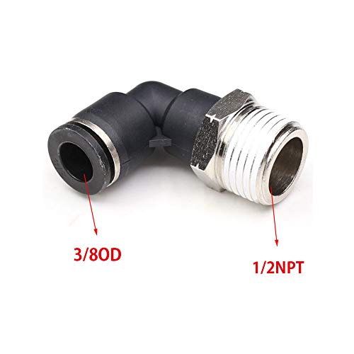 CEKER 3/8 in to 1/2 Npt Elbow Push Connect Fittings - 90 Degree Airline Fittings 2Packs - size: 3/8" OD X 1/2" MNPT