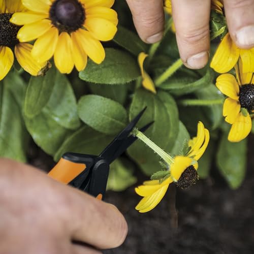Fiskars 6" Pruning Scissors for Flowers, Buds, Weeds and Small Plants, Garden Snips with Resin Resistant Nonstick Stainless Steel Blades, Gardening Trimmers with Comfortable Handle - style: Pruning Snips (Non-Stick)