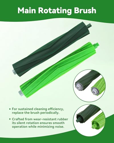 Replacement Parts for iRobot Roomba, Rubber Brush, Filter & Side Brush Kit | Perfect Fit, Easy Install, Dual Rubber Brushes, Deep Clean, 3-Stage HEPA Captures Microparticles, Floor-Safe, Anti-Tangle