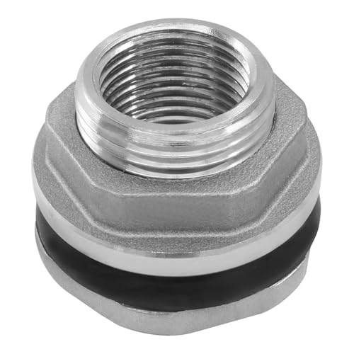 Murtenze 1/2" Bulkhead Water Tank Connector, Stainless Steel Water Tank Fitting Thru-bulk Adapter, Water Pipe Connector for Rain Barrels/Aquariums/Water Tanks - size: 0.5 Inch