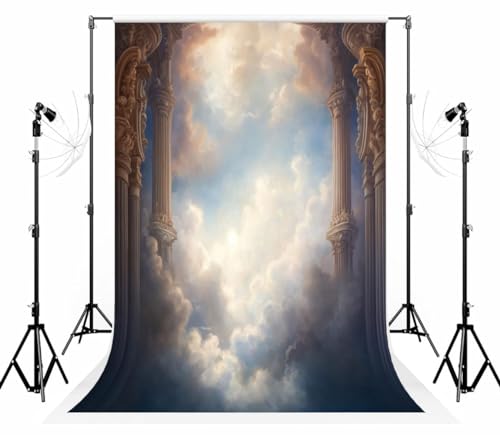 Kate 10×10ft (3×3m) European Medieval Castle Photo Backdrop Fantasy Sky White Clouds Stone Columns Interior Photography Background for Photo Studio Photographer Props