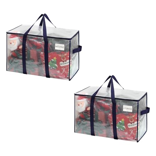 VENO 2 Pack Heavy Duty Moving Bags, Extra Large Storage Bags with Reinforced Handles & Strong Zippers, Foldable & Reusable Moving Box Alternative for Clothes & Dorm Storage - color: Clear, size: 2 Pack