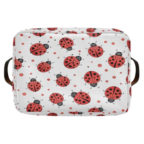 Ladybug Storage Basket Bin, Large Cube Storage Box Canvas Collapsible Storage Organizer for Home Office Closet - 15 L x 11 W x 9.5 H - color: Ladybug, size: 1 PCS