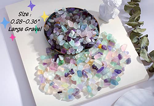 Fluorite Aquarium Gravel Fish Tank Gravel Rocks Polished Tumbled Stones Chips Stone Crushed Healing Crystal Quartz Gemstone Bulk for Vase Filler Pea Gravel Substrate Beta Fish Tank Decor 0.55lbs - color: Multi-colored - Fluorite, size: 0.55 Pound