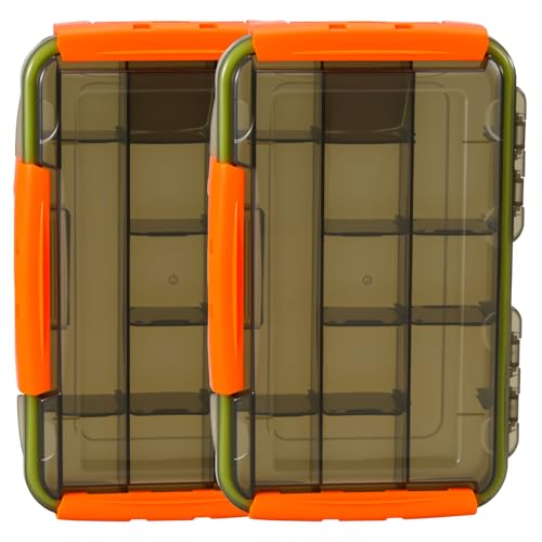 Sougayilang Fishing Tackle Boxes - 3600 3700 Plastic Storage Organizer Box with Removable Dividers - Fishing Tackle Storage - 4 Packs Transparent Tackle Trays - color: Two 3600 (Tray Size: 6.9"x10.8"x2.1")