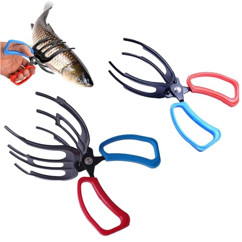 AIIONP Fishing Pliers Gripper, 2025 New Metal 3 Claw Fish Catch Gripper, Fish Control Clamp Claw Tong Grip Tackle Tool, Fish Scales Grip Grabber Fish Clamp Holder for Most Freshwater Fish - color: Large+Small