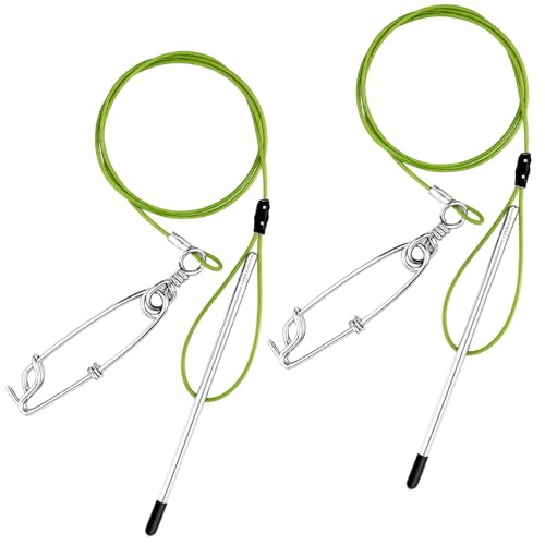 Soulchen 2 Pcs 3ft Heavy Duty Fish Stringer with Shark Clip Stainless Steel Cable Fish Holder Spearfishing Stringer for Scuba Diving Freediving Spearfishing Kayak Fishing and Game - color: Green