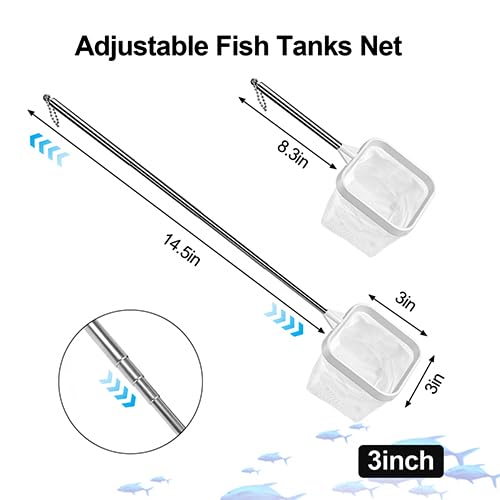 2-Pack White 3-Inch Aquarium Net – Small Fish Tank Tool for Shrimp & Bettas, Fast-Dry Mesh Scoop (Dual-Purpose Cleaner & Decor) by ViiWxx