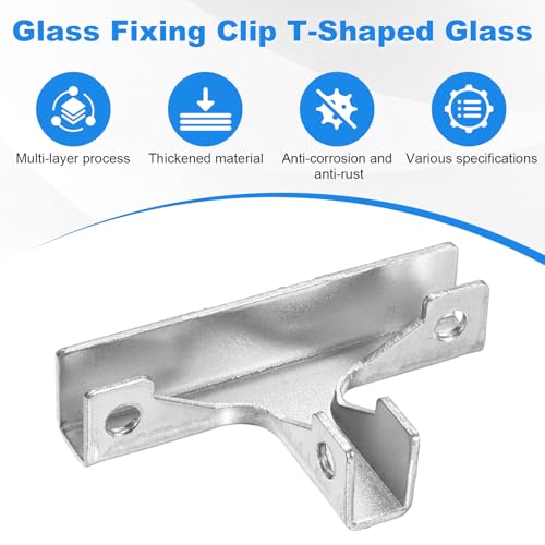 M METERXITY Glass Fixing Clip (8-10mm) 8 PCS - Aluminum Alloy T-Shaped Glass Combination Fixing Bracket & Reinforced Clip Clamp Accessories, Apply to DIY Display Cabinet/Fish Tank - size: 8-10mm