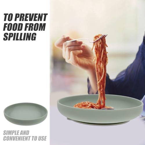 Ipetboom Silicone Anti-Spill Plate with Suction Cup Base Raised Edge Scoop Plate for S and Disabled Adults Non-Skid Self-Feeding Dinnerware Dishwasher Safe 7.7X7.7X1.6 Inches