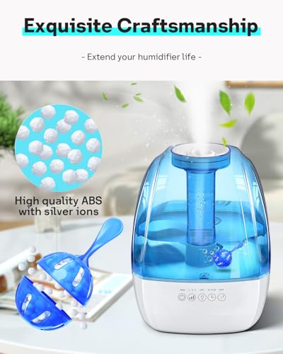 Leemone Humidifier Cleaner 12 Pack, Demineralization Cleaning Ball, Works in All humidifiers and Fish Tanks, Purifies Water, Prevents Hard Water Build-Up, Reduces Scale - color: Balls-12p Blue