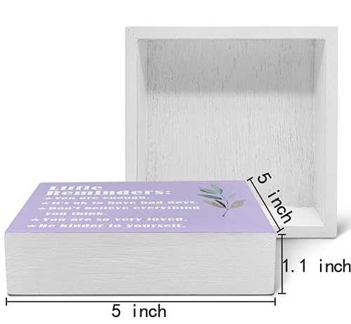 SRADMO Inspirational Little Reminders Wood Box Sign Desk Decor, Inspirational Desk Decor, College Motivational Positive Affirmation Gifts Box Sign For Office Home Dorm Tabletop Decoration(Purple) - color: purple, size: 5″×5″