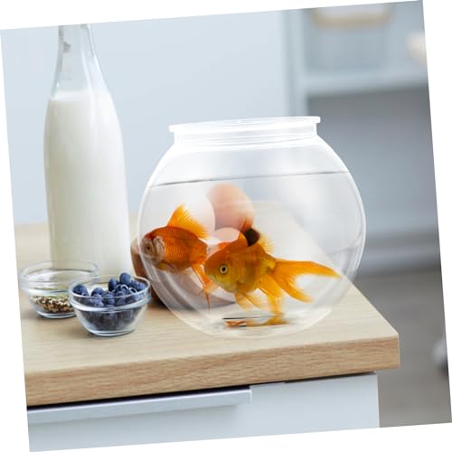 TOYANDONA Transparent Plastic Fish Tank Round Drop Goldfish Bowl with Opening for Easy Cleaning Desktop Globe Container for Home Decor and Aquatic Plants