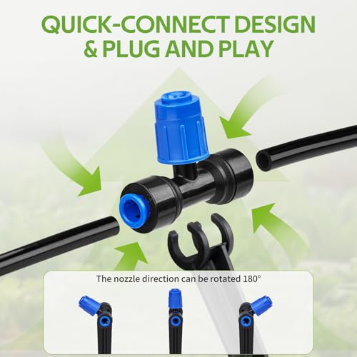 HIRALIY 15 Piece Quick-Connect Drip Irrigation Emitters for Drip Irrigation Kit Series 1/4'' Tubing, Vortex Adjustable Water Flow Dripper with Stake - style: 15Pcs Vortex Dripper