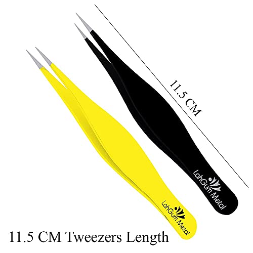Super Sharp Pointed Tweezers Precision Fine Point Tip Ingrown Hair Removal Kit - Extra Thin Stainless Facial Hair Remover for Face