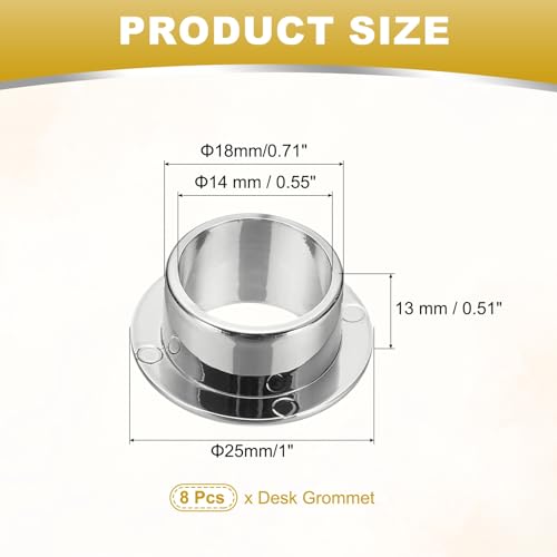 M METERXITY 8-Pack Desk Grommet, 1 Inch 25mm Plastic Desktop Cable Hole Cover Plastic Grommet for Home/Office Desktop Wire Organizer [Silver] - color: Silver, size: 1 Inch