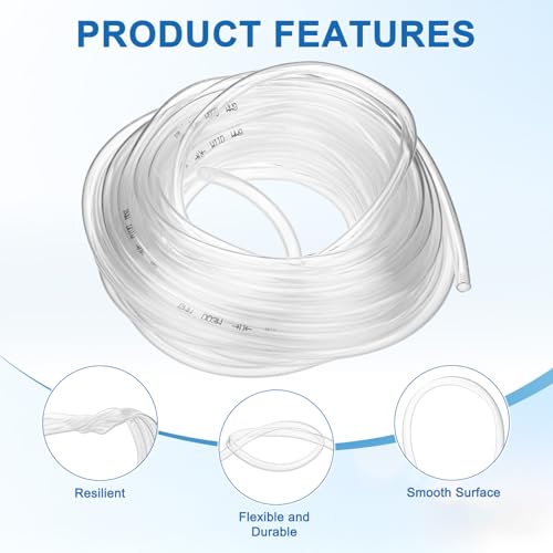 M METERXITY Vinyl Tubing 6mm ID x 8mm OD 50ft Flexible Plastic Tube with 2 Hose Ties, Lightweight Hybrid PVC Hose for Water Gardening/Airline/Aquarium Tubing [Clear] - size: 6mm ID x 50ft