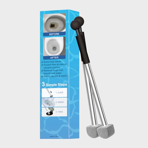 YINGMORE Pumice Stone Toilet Bowl Cleaner Toilet Deep Cleaning,Bathroom Cleaner Brush with Long Handle for Remove Hard Water Stains with Toilet Handle+ Pumice Stones - style: 1 Toilet Handle+7 Pumice