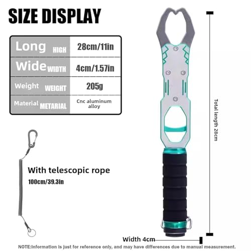 12" Fish Lip Gripper, Professional Aluminum Alloy Fish Holder with 360 Swivel Non-Slip Handle 40lb Heavy Duty Grabber for Fishing Catch and Release Control Tackle