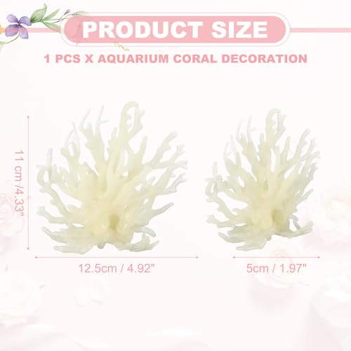 Aquarium Coral Decoration, Fish Tank Decorations Fish Tank Coral Ornaments, 4.9x2x4.3 Inch, (Glowing Beige, 1 Pcs), Intended for Aquarium Landscaping Decor - color: Glowing Beige, size: 4.9x2x4.3 Inch