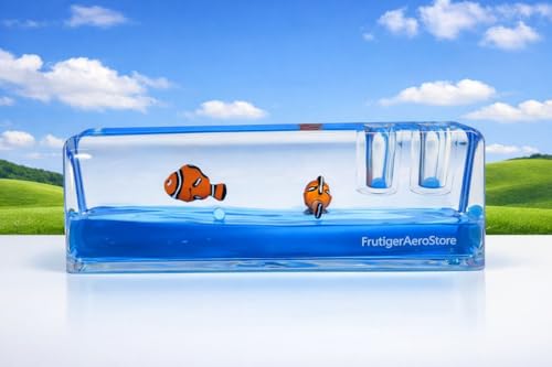 Aquarium Pencil Holder with Floating Fish, Desk Organizer Pen Holder, Frutiger Aero Aesthetic Office Desk Decor, Blue Water Pen Holder