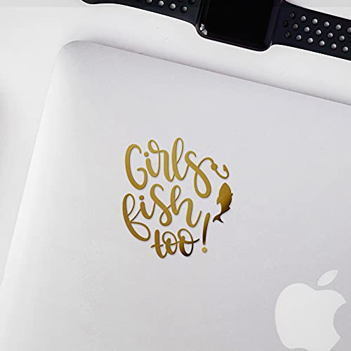 Decal Stickers of Girls Fish Too (Metallic Gold) (Set of 2) Luxury Weatherproof Vinyl Decal Stickers for Laptop Desktop Smartphone Car Dirt Bike Wall Room Mason Jar - BICVER1c33532GOW19Y24 - color: Metallic Gold, size: 4.8'' x 5.2''