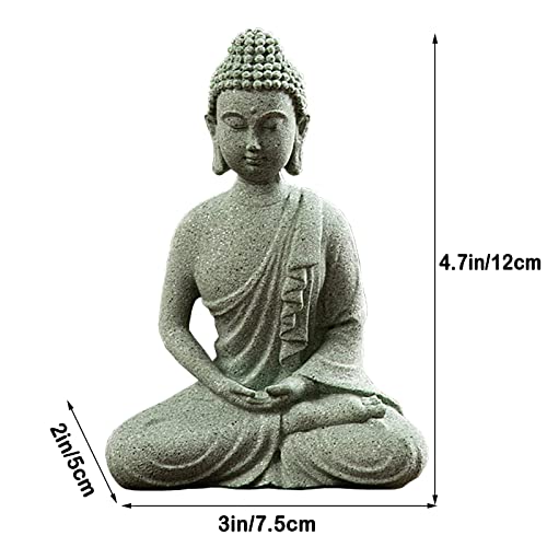 livelyfish Fish Tank Buddha Statue Japanese Aquarium Decorations Meditation Sandstone Buddha Statue Ornaments Betta Pet Fish Tank Asian Decorations,C - size: C
