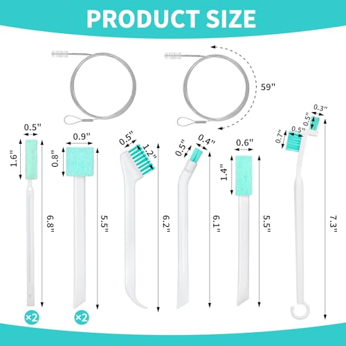 Ice Machine Cleaner Brush Kits, 10 PCS Ice Maker Cleaning Tools - 2PCS Long Drain Pipe Brushes and 8 PCS Crevice Cleaning Brushes