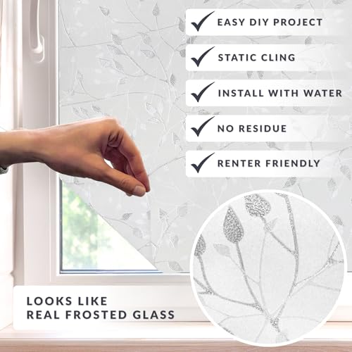 Canopy Window Privacy Film by Artscape - Decorative Privacy Frosted Glass Design, Static Cling, Day and Night Privacy, UV Protection, Easy to Apply and Removable, Made in USA - 36 x 72 Inch - color: Canopy