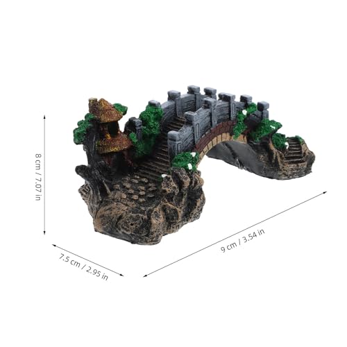 Totority Fish Tank Decor Arch-Bridge with Grass for Aquarium Landscaping Decoration