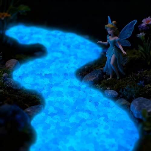 400pcs Glow in the Dark Rocks for Outdoor Garden & Aquarium – Blue Luminous Stones for Landscaping, Pathway, Patio, Driveway, Walkway, Fish Tank, Plant Pots - color: Blue