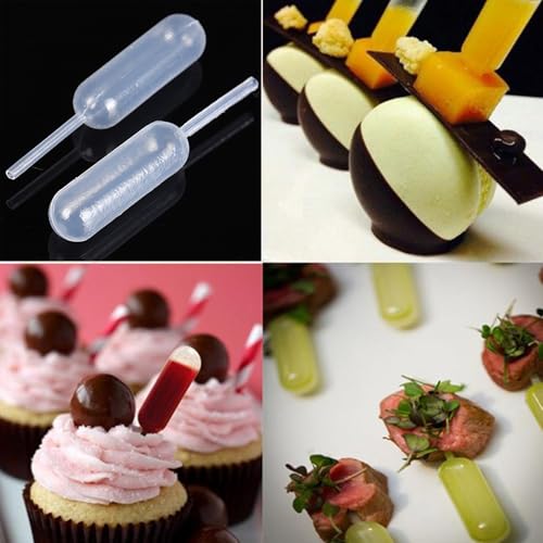 4ml Liquid Pipette Dropper for Chocolate or Strawberry Cupcakes, Ice Cream, Mini Cakes, Waffles, Candy Molds, Squeeze Dropper Wine Injector, Disposable Clear Plastic Dropper Pipette (Pack of 50)