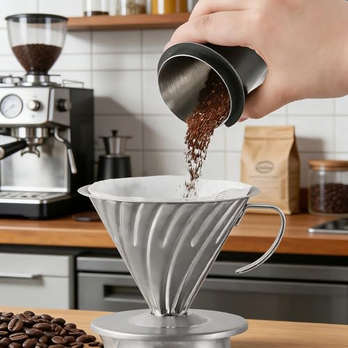 Coffee Dosing Cup 53mm, Stainless Steel Dosing Cup Compatible with All 53mm Portafilter, Coffee Powder Cup, Coffee Powder Feeder, Coffee Machine Accessories (Silvery, 53mm) - color: Silver, size: 53mm