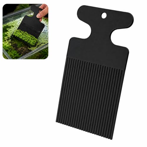 Aquarium Duckweed Removal Tool, 6.5 x 3 inch Floating Plant Comb Spatula, Aquatic Tank Cleaning Tool (Black) - color: Black
