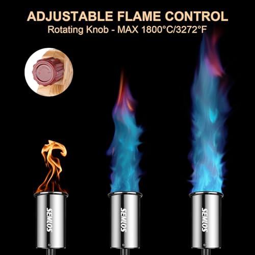 Semlos Propane Torch - Kitchen Torch - Powerful Grill Gun - Charcoal Lighter - Campfire Starter - Sous Vide - Chef Blow Torch for Searing Steak & Creme Brulee & BBQ(Propane Tank Not Included) - color: ‎brown and Red
