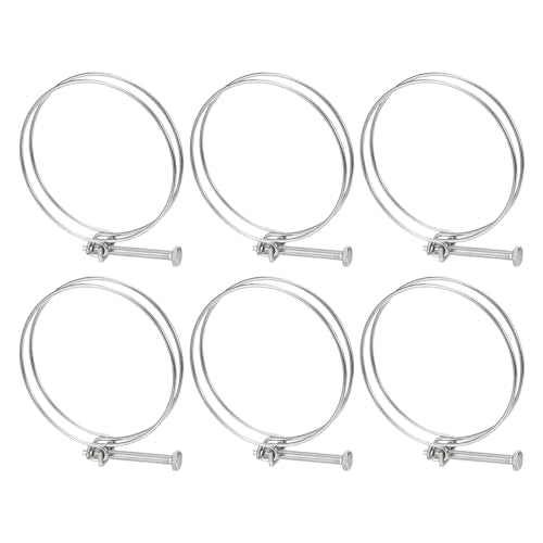 uxcell 6Pcs Double Wire Hose Clamp, 110-120mm Adjustable Stainless Steel Wire Hose Clips with M8 Bolt for Dust Collection Hose, Pump Hose Pipe - size: 110-120mm