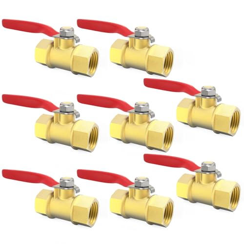 ChillWaves Brass Ball Valve, Air Compressor Ball Valve Shut Off Switch 1/4" NPT Female x 1/4" NPT Female Thread Pipe Fitting(8-PACK) - size: 1/4" FNPT x 1/4" FNPT, style: PACK OF 8