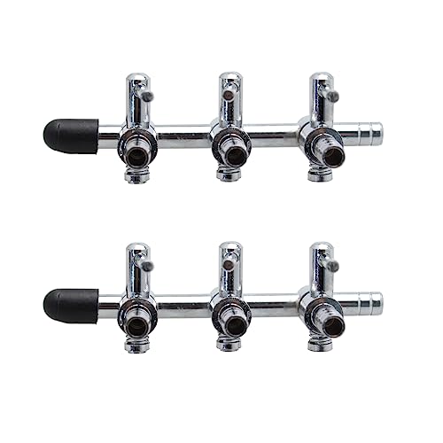 TAODAN 2PCS 3-Way Aquarium Metal Gang Manifold Air Line Control Valve Air Tap Air Splitter Stainless Steel Air Flow Splitter Pump Lever Valve - size: 72x28x22mm 3-Way