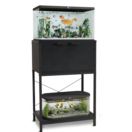 5-10 Gallon Fish Tank Stand, Aquarium Stand with Cabinet Storage for Aquarium Stand, Cabinet for Fish Tank Accessories Storage, Heavy Duty Tank Stand for Home Office Turtle Reptile Tank Stand - color: Black