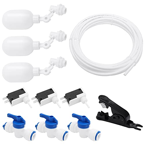 Electronic Float Ball Valve, Water Purifiers Float Valve Kit for Water tank Aquaculture Water Level Control (Included: 10M 3/8 inch PE Pipe+Hose Cutter+Float Valve+Ball Valve) - style: Electronic