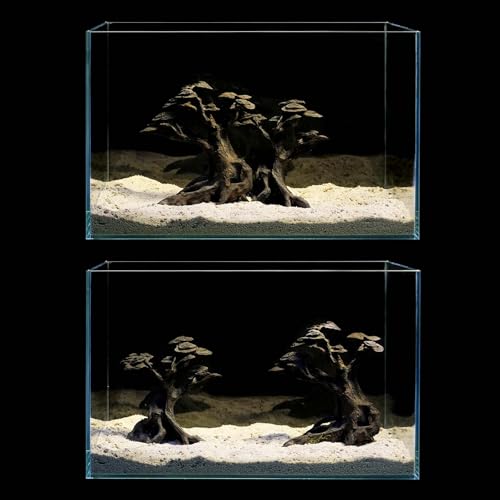 FZONE Resin Aquarium Driftwood, Aquarium Tree Decoration for Nano Aquascaping and Hardscape - size: 02Driftwood: 6.7×6.3×3.1"/ 5.5×4.7×2.0"