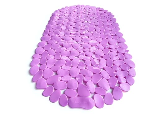 “Pebbles” Non-Slip Bathtub & Shower Mat 27”x14” Oval - Non-Toxic - Safe, Clean, Machine-Washable, Superior Grip & Drainage, Vinyl, for Smooth Floors ONLY, Opaque Pink - color: Opaque Pink, size: 27" x 14" (Oval)